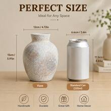 1 Peça Vaso Vintage, Vaso Decorativo Cerâmico Rústico Retrô Feito à Mão, Adequado para Dia dos Namorados, Ação de Graças, Reuniões Domésticas, Sala de Estar, Escritório, Decoração de Entrada - Castanho - Visão 3