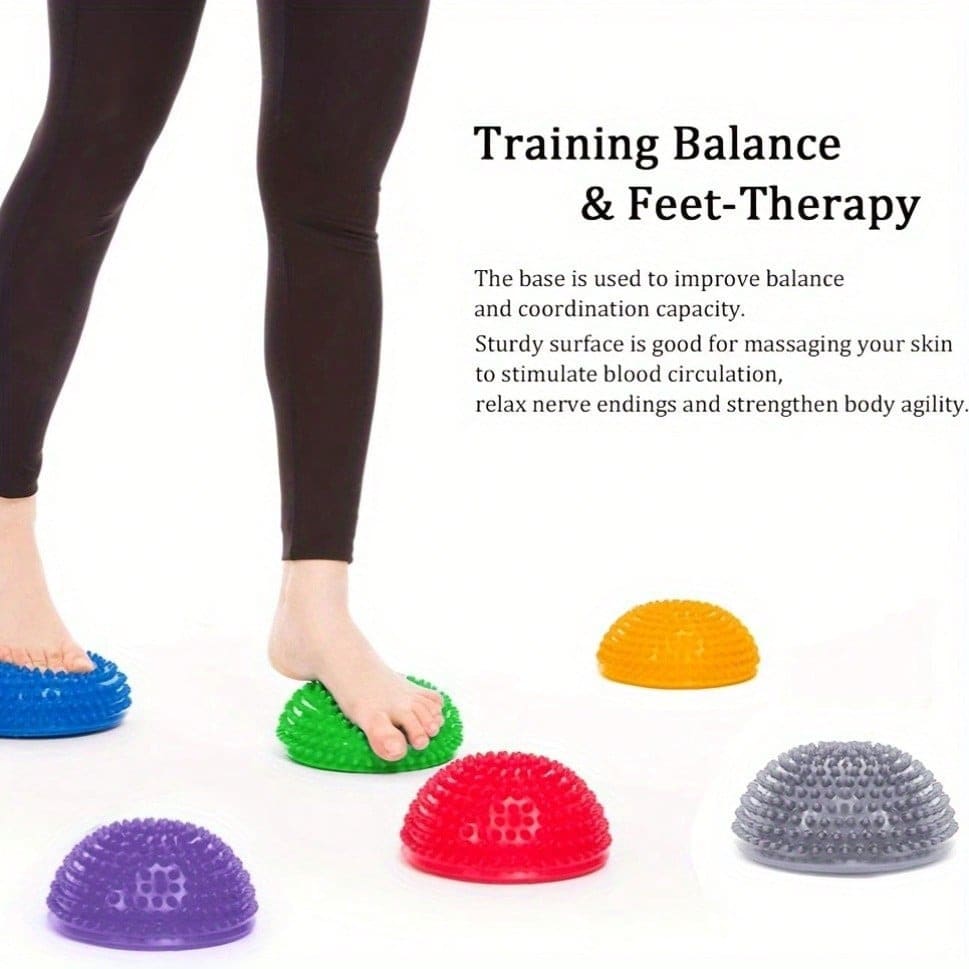 4pcs Half Round Durian Ball PVC Inflatable Half Round Yoga Ball Massage Point Fitness Balance Ball, Multiple Colors Available - 4-pack - View 1