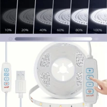 3-60Ft Decorative LED Strip Lights, 3 Color Temperatures Warm White/Natural White/Cool White, USB Powered, Cuttable, Dimmable, With Button On-Off For Bedroom, Stairs, Wardrobe, Mirror, Living Room Decor, Festival Party - Three Color Temperatures - View 5