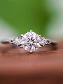 Nhẫn đính hôn, nhẫn cưới, nhẫn kỷ niệm sang trọng đính đá Cubic Zirconia lấp lánh dành cho nữ. - bạc - Xem 11