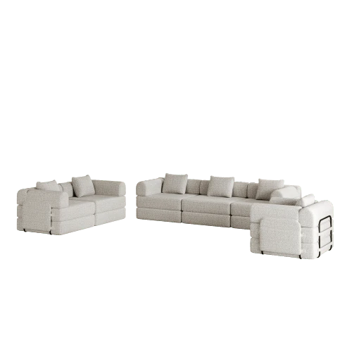 [Patented Design] 2-In-1 Chenille Sofa Bed With Storage Compartment In Armrest, Three Metal Frames And Multiple Configuration Options.