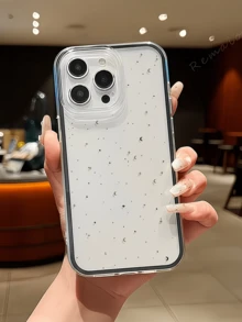 1 chiếc ốp lưng điện thoại TPU chống sốc màu đen hình ngôi sao và mặt trăng nhỏ, thiết kế tối giản, ôm sát toàn màn hình, tương thích với Apple 17, 16, 15, 14, 13, 12, 11 Pro Max, Air - Nhiều màu - Xem 1