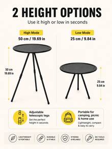 1pc Outdoor Camping Portable Folding Table, Adjustable Telescopic Camping Table Suitable For Fishing, Picnic, Home Use, Lightweight Foldable Table, Camping Gear, Summer Travel, Father's Day Gift - Multicolor - View 4