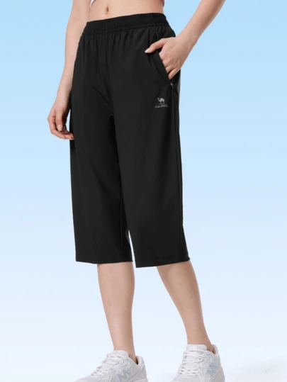 CAMEL CROWN Soft Sports Woven Capri Pants For Women Silky Casual Fashion All-Match Trousers Quick-Drying