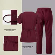 Unisex Scrub Set Surgical Uniform Pajamas Cool Mesh - Granate - Ver 3