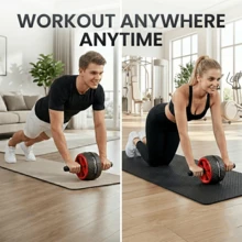 Stainless Steel Abdominal Roller Core And Chest Muscle Training Wheel - Non-Electric Home Fitness Equipment For Core Strength, Balance, And Exercise, Durable Black Design With Red Decorations, Fitness Accessories, Stylish Exercise Tool, Sturdy Structure - Black - View 3