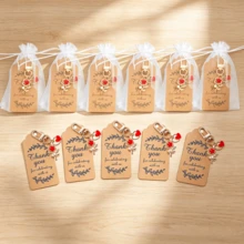 12pcs Red Flower & Heart Keychain Set, 12 Keychains + 12 Thank You Cards + 12 Organza Bags, Thank You, Encouragement Cards, Ideal Gift For Teachers, Coaches, Mentors, Parents And Friends | Accessory Set, Ideal Gift. Party Favor Pack, Wedding, Birthday, Baby Shower, Travel Souvenir, Graduation, Housewarming, Party Gathering, Gifts - Red - View 1