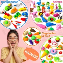 35个动物造型橡皮擦，学生桌面宠物橡皮擦，散装拼图橡皮擦玩具，可用作课堂奖励、游戏奖品、宝箱填充物、复活节彩蛋填充物、礼品袋填充物、派对小礼物 - 35件套裝 - 查看 9