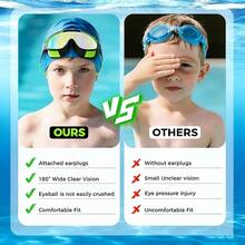 1/2pcs Kids Swimming Goggles With Earplugs, Large Frame Anti-Fog/Wide Vision Swimming Goggles For Boys And Girls Ages 4-12, First Day Of School - Multicolor - View 5