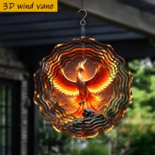 1 st 3D "Phoenix Rebirth" 25x25 cm med roterande krok, 360° gör-det-själv kreativ vindsnurra för uteplats och heminredning (hänge ingår ej), slumpmässig stil - Flerfärgad - Visa 4