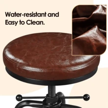 Butterslay Rustic Swivel Bar Stool 21.5-28 Inch Adjustable Bar Stool With Metal Frame Vintage Industrial Faux Leather Barstool Counter-Height Round Stool For Kitchen Dining Room Bistro Restaurant, Black/ Brown/ Light Brown - màu nâu - Xem 3