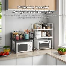 1pc Microwave Oven Rack With Hook, Black & White Options, Expandable - Vertical Countertop Storage Rack, Suitable For Toaster, Air Fryer, Easy To Install, Sturdy Metal Structure, Space-Saving Design - Microwave Oven Rack - View 7