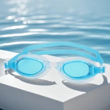 1 pezzo Occhialini da nuoto anti-appannamento con montatura piccola, occhialini da nuoto regolabili per adulti, accessorio essenziale per la spiaggia - celeste - Visualizzare 11