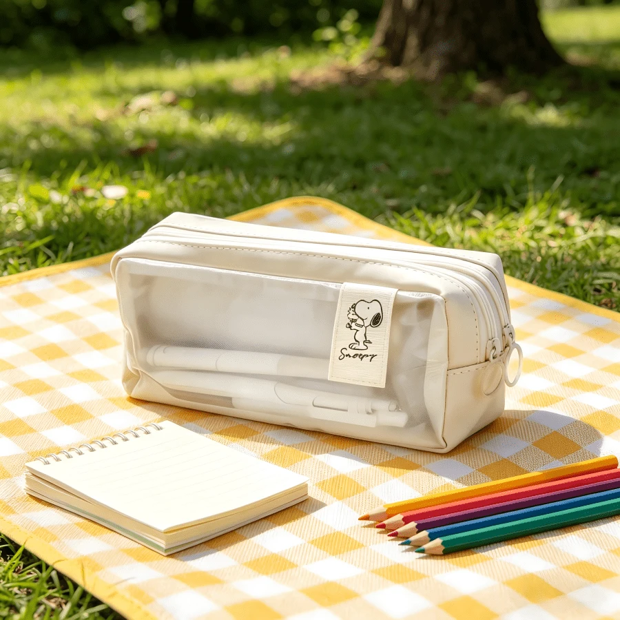 1pc Korean Style Snoopy Double-Layer Large Capacity Pencil Case, Cute Stationery Bag Suitable For Middle School Students, Classroom Rewards, Christmas & Birthday Gifts - Multicolor - View 1