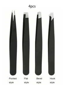 專業鑷子套組,迷你旅行鑷子,臉部除毛修眉精準鑷子,最適合敏感肌膚的鑷子 - A - 查看 9