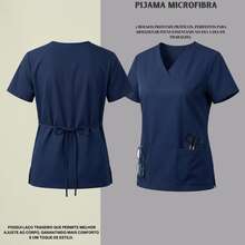 Unisex Scrub Set Surgical Uniform Pajamas Cool Mesh - Navy Blue - View 2