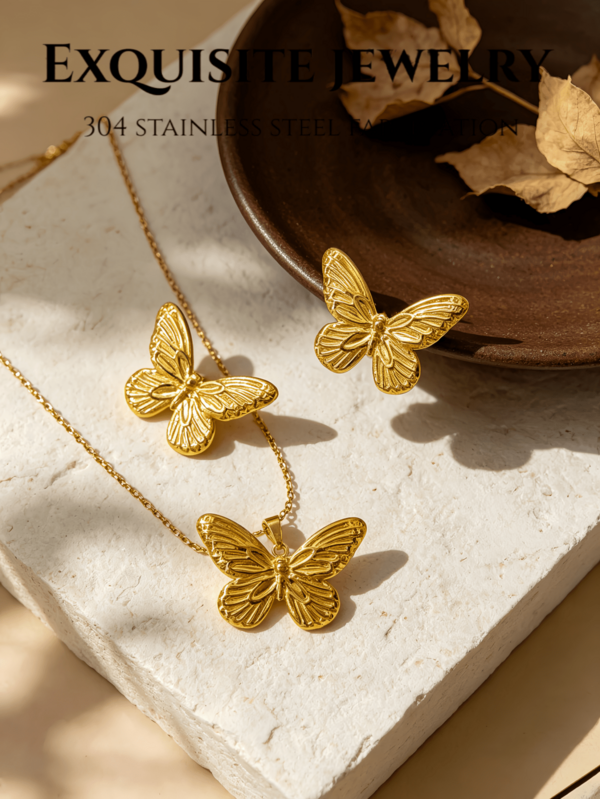 Stainless Steel Necklace And Earring Set With Floral Earrings, Suitable For Casual Daily Wear, Wedding Party Gifts, Teenagers And Summer Vacation