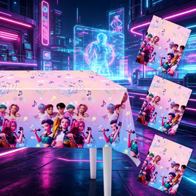 1 pieza Mantel desechable con tema K-Pop para fiesta del grupo de chicas , decoración del hogar y fiestas, estilo aleatorio