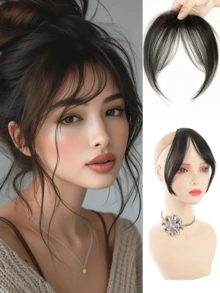 女士直发夹式刘海，优雅直发合成夹式假发，女士高温丝合成直发片，蓬松侧刘海 - 优雅自然风格 - 彩色 - 查看 14