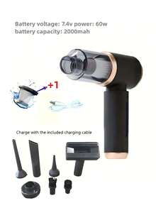 1pc Wireless Handheld Vacuum Cleaner, Dual Use For Home & Car, 5000Pa Strong Suction, Blow & Vacuum 7-In-1 Accessory Gift Box, Long-Lasting USB Rechargeable, Removes Pet Hair, Dust, Debris, Sofa Cleaning, Christmas Gift - MultiWarna - View 13
