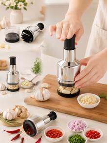 Máy băm tỏi cầm tay – Dụng cụ băm rau củ dễ sử dụng, bằng thép không gỉ, dụng cụ nhà bếp. - Nhiều màu - Xem 2