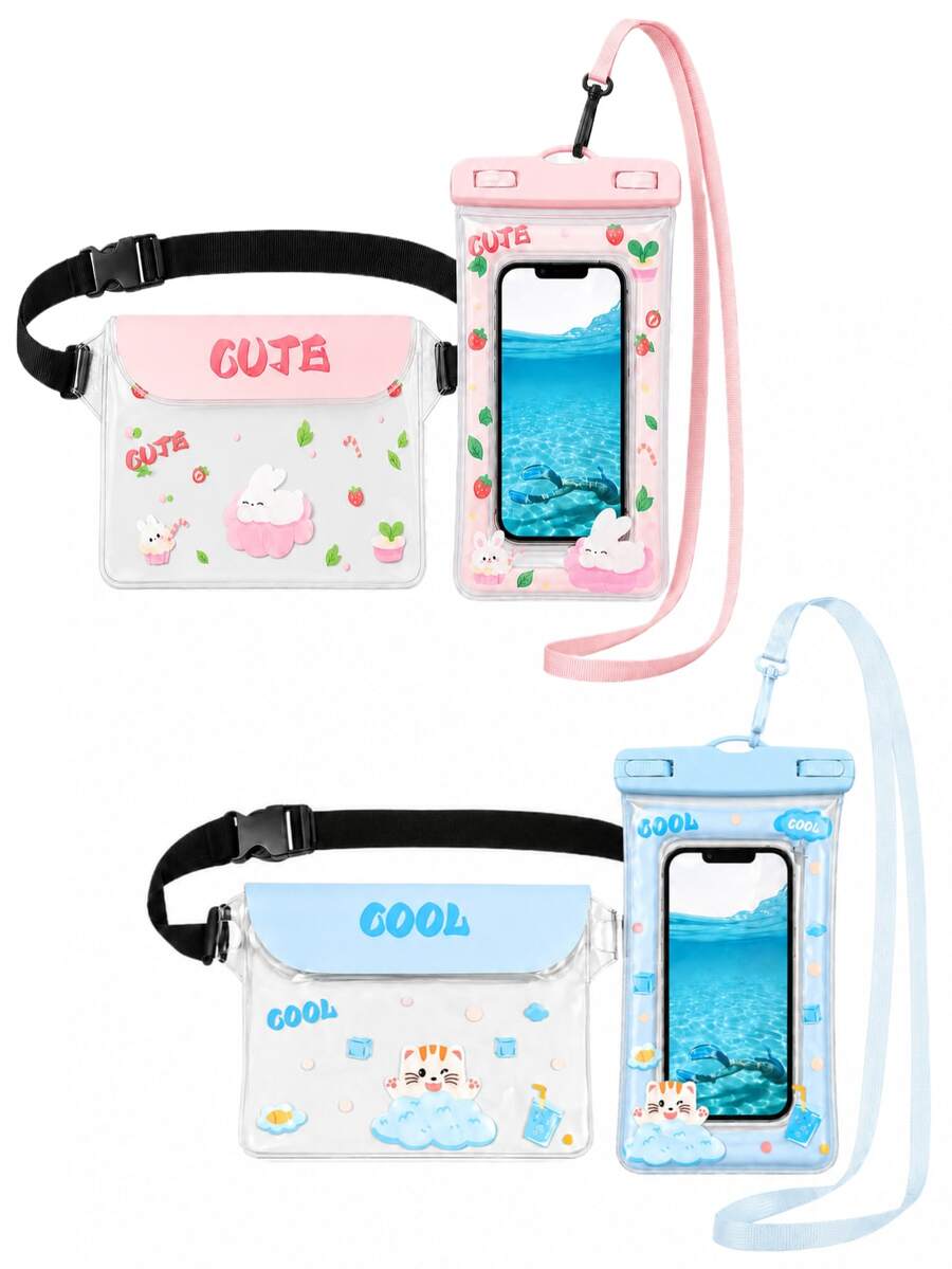 2件套防水袋+手机套,防水干袋,适用于漂流、沙滩、游泳、划船、皮划艇、徒步旅行,保护手机、相机、现金、MP3、护照、文件免受水、沙子、雪、灰尘的侵害。 - 彩色 - 查看 1