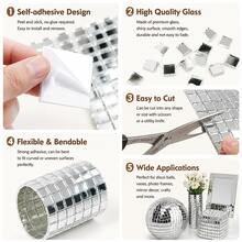 Self-Adhesive Mosaic Mirror Sticker Roll, 5mm Glass Mini Mirror Squares, Suitable For DIY Disco Ball, Crafts, Vases, Wall And Home Decor - Multicolor - View 4