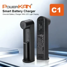 powerKAN 3.7V~4.2V 锂离子电池智能充电器，单槽 LED 锂电池充电器，兼容 10440、14500、14650、16340、16650、17650、17670、18350、18490、18500、18650、20700、21700、22700、26650、26700 及其他 3.7V 圆柱形锂电池，5V USB 输入（不含电池） - 否 - 查看 4
