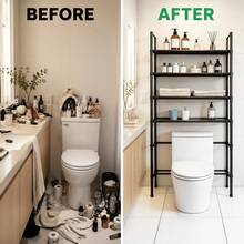 Over The Toilet Storage,3-Tier Over The Toilet Storage,Bathroom Storage Rack, Waterproof And Easy To Clean, Suitable For Most Toilets, Space-Saving, And Easy To Assemble. - Black - View 9