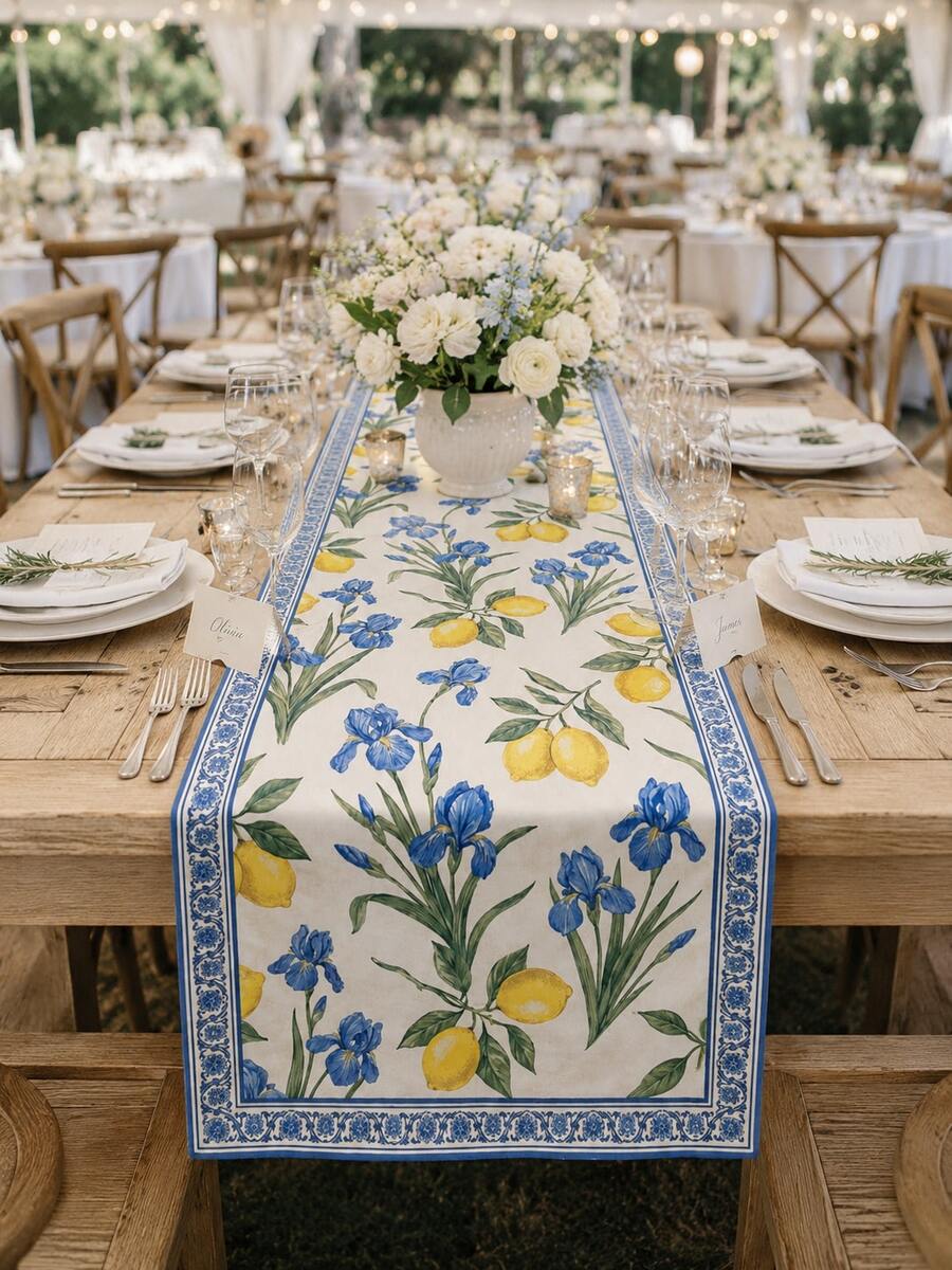 1pc Natural Linen Blended Table Runner, Multipurpose Table Runner Suitable For Spring/Summer Events, Weddings, Daily Kitchen Use, Outdoor Picnics And Parties, Suitable For All Seasons Tabletop Decor - Multicolor - View 1