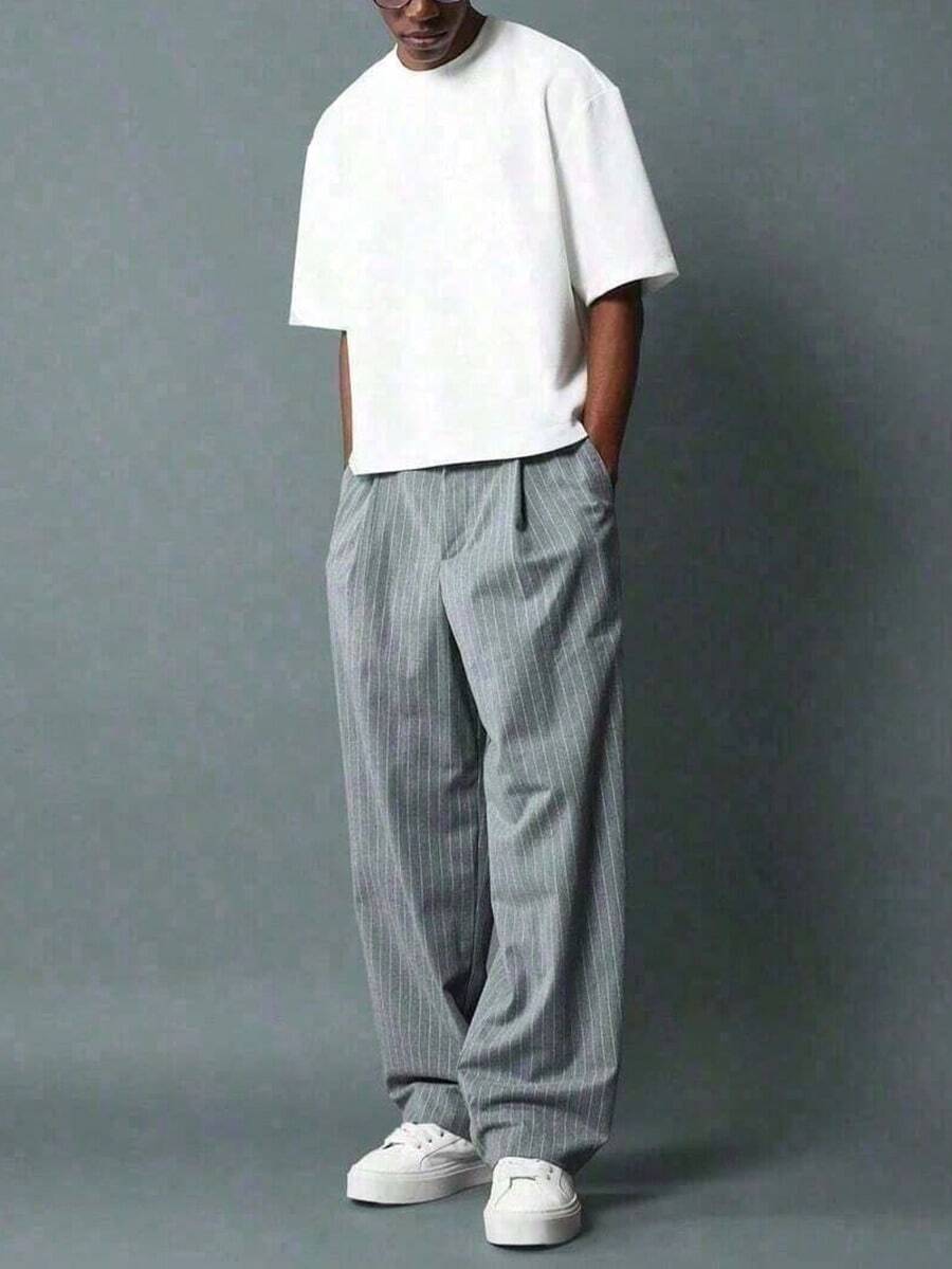 Oversized Boxy Cut Short Sleeve Jersey T Shirt Casual Crop Fit Streetwear Modern Minimalist All Season Essential Top-Vintage Cotton T-Shirt-K88 Unisex - 白色 - 查看 1