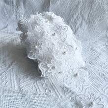 1碼雙層珍珠花卉蕾絲飾邊，可用於DIY裝飾裙襬、領口、袖口，服裝刺繡配件 - 1碼 - 查看 10