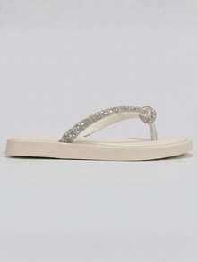 Chinelinho Rasteirinha Mulher Feminino Flat Casual Confortavel Respiravel Levinho - Off - Visão 4