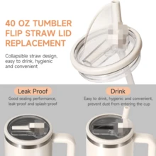 1pc 40oz Reusable Leak-Proof Splash-Proof Straw Lid, Suitable For Cups And Water Bottles - View 8