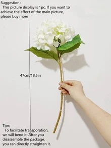 1朵18.5英寸高品质人造丝绣球花，逼真仿真花，适用于DIY婚礼花束、派对、家居客厅、厨房、花园、酒店、办公室、情人节、母亲节、生日礼物装饰、春季家居花园派对装饰等场合。 - 白色 - 查看 7