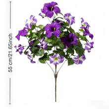 2 pièces Fleurs de pétunias artificielles violettes pour la décoration extérieure, fleurs en soie fausse résistantes aux UV pour la décoration de la maison, du jardin, du balcon, de la véranda et de la cour. Plantes artificielles réalistes pour le mariage, la fête, la décoration saisonnière de printemps, intérieure et extérieure - Multicolore - Voir 14