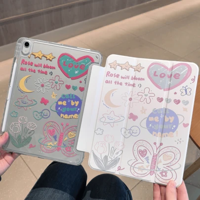 适用于华为MatePad SE 11英寸平板电脑的保护套，支持智能休眠/唤醒功能，磁吸式闭合设计，带笔槽，高透明亚克力背板，三折支架，提供全面保护
