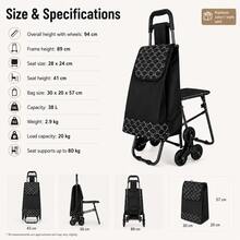 80kg Capacity Folding Shopping Cart With Seat, 38L Waterproof Large Capacity, Indoor/Outdoor Use, Random Style Delivery - 6 Wheels - View 5