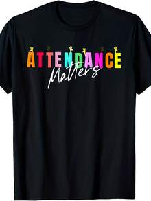 Funny T-Shirt For Attendant - School Staff Clothing With Pencil And Book Print - Unisex 220gsm Pure Cotton T-Shirt For Teachers, Counselors, Administrators - Retro Crew Neck Casual Workwear For All Seasons - 黑色 - 查看 7