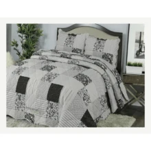 3 Piece Patchwork Reversible Bedspread Quilt Comfort Bed Throw Set Double & King - 阿茲拉克設計 - 查看 5