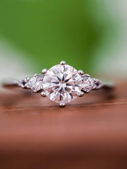 Elegant Sparkling Cubic Zirconia Engagement Ring, Wedding Band Ring, Anniversary Ring For Women