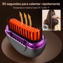 ANTSAY Cepillo Alaciador de Cabello, Mini Cepillo Alisador de Pelo, Alaciadora de Cabello inalámbrico, Plancha de Pelo con Cepillo Caliente, Para Alisar y Peinar Barba y Cabello, Herramienta de Peinado. - Negro - Ver 4