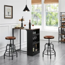 Butterslay Rustic Swivel Bar Stool 21.5-28 Inch Adjustable Bar Stool With Metal Frame Vintage Industrial Faux Leather Barstool Counter-Height Round Stool For Kitchen Dining Room Bistro Restaurant, Black/ Brown/ Light Brown - màu nâu - Xem 4