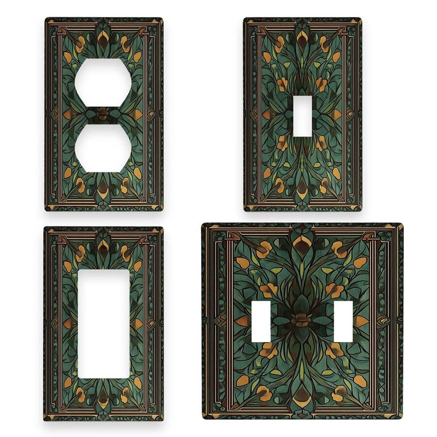 1 pieza Cubierta decorativa de plástico para interruptor de luz y toma de pared de 1 o 2 enchufes, estilo bohemio, para uso eléctrico, cocina, hogar, oficina - Multicolor - Ver 1