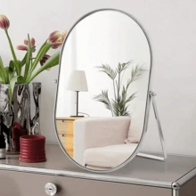Metal Frame Makeup Mirror, 90° Adjustable Rotation, Portable Vanity Mirror Suitable For Desk, Bedroom, Office, Dressing Table, Counter - Multicolor - View 14