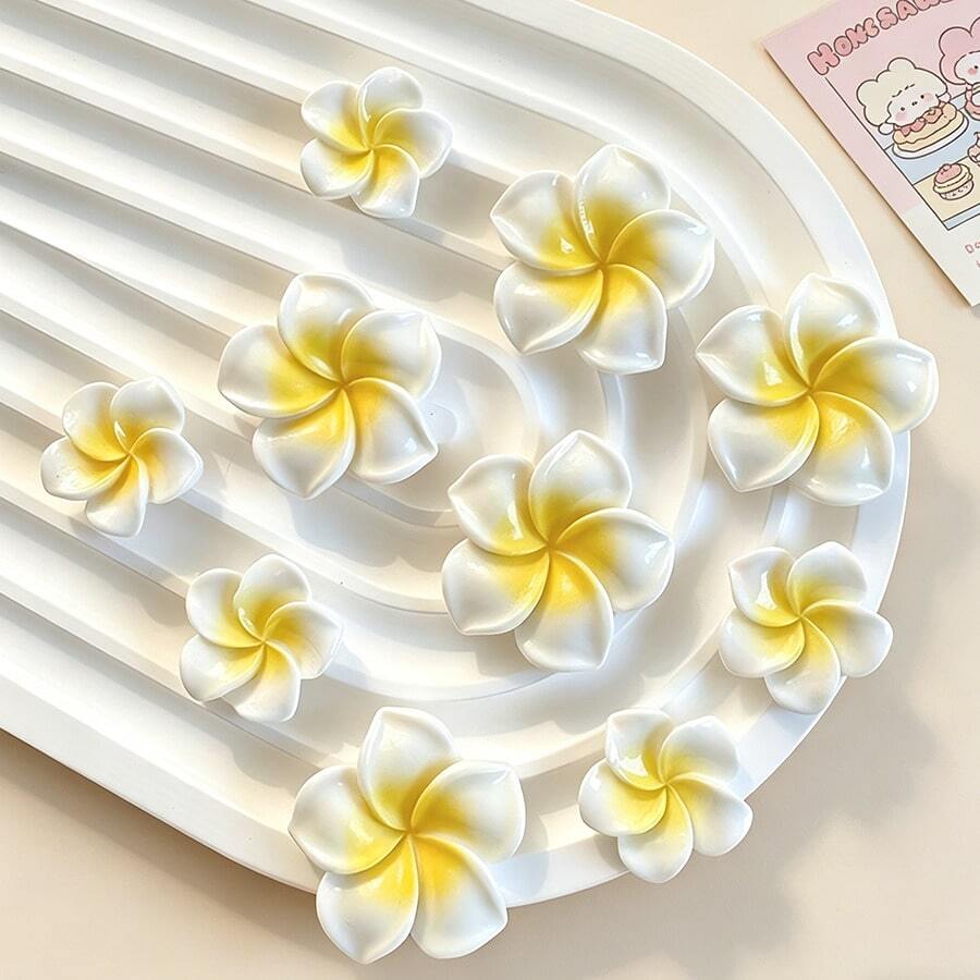 10/12/30 chiếc kẹp tóc thủ công, phụ kiện trang sức hoa cúc trắng ombre tự làm, mặt sau phẳng không mùi - trắng - Xem 1