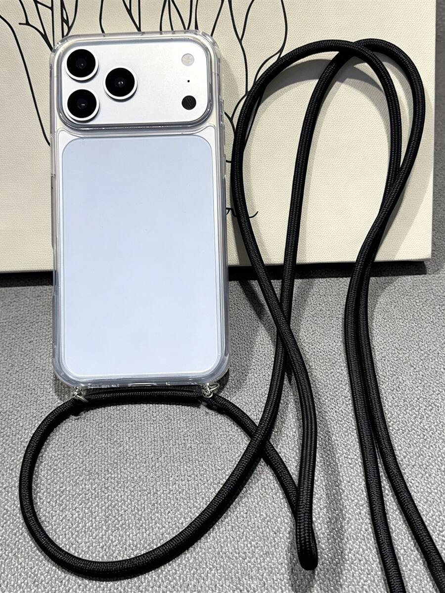 奢华透明可调节斜挎绳手机壳,兼容 17 Pro Max、17、16、15、14、13、12、11 Pro Max、16 Plus,时尚简约防震后盖 - 無色 - 查看 1