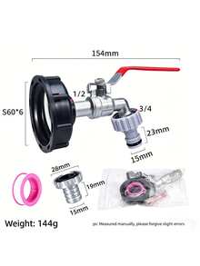 1pc S60X6 Threaded IBC Tank Quick Connect Alloy Faucet Adapter, Durable Metal And Plastic Garden Hose Fitting, Suitable For 1000L Water Tank - A - View 13