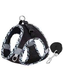 2pcs/Set Pet Dog Travel Supplies Set, Dog Leash + Harness Suit, Outdoor Walking Easy Hook And Loop Chest Strap - Multicolor - View 7