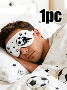 Football Theme Blackout Eye Mask, Soft And Silky, Breathable And Comfortable, Adjustable Elastic Band, Contoured Design, Zero Light Leakage, Relieves Eye Pressure, Suitable For Travel, Home, Napping, Meditation, Office, Night Flights, Suitable For Teens, Girls, Boys, Football Fans, Football Players, Blocks Sunlight, Relieves Insomnia, Soothes Tired Eyes, Improves Sleep Quality Football Eye Mask - A - View 1